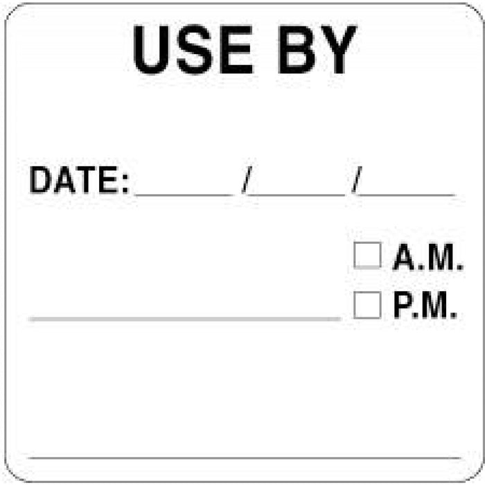 Label Paper Permanent Use By Date: 2 1/2" X 2 1/2" White 500 Per Roll