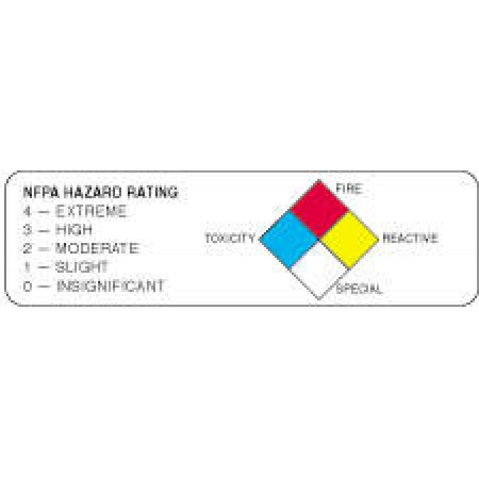 Label Paper Permanent Nfpa Hazard Rating 4 - 3 5/8" X 1 1/8" White 500 Per Roll