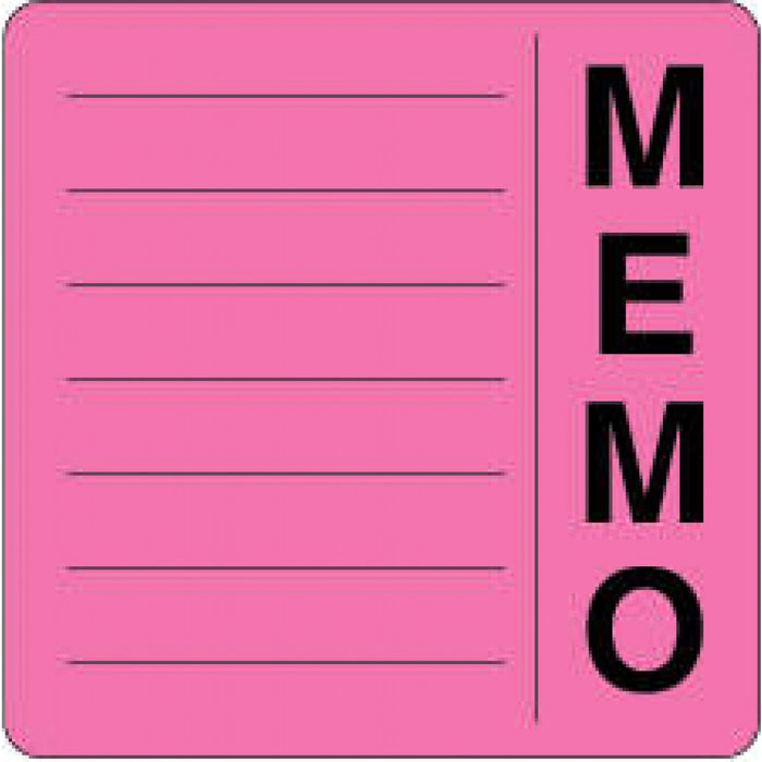 Label Paper Permanent Memo 2 1/2" X 2 1/2" Fl. Pink 500 Per Roll