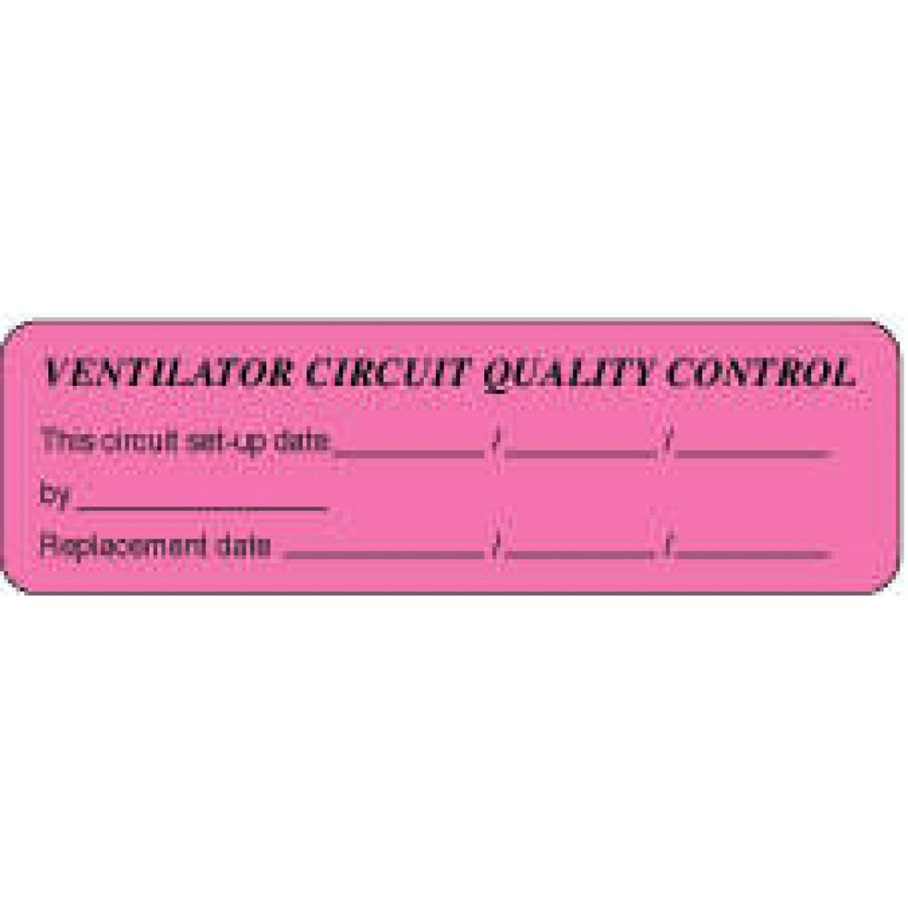 Label Paper Removable Ventilator Circuit 2 7/8" X 7/8" Fl. Pink 1000 Per Roll