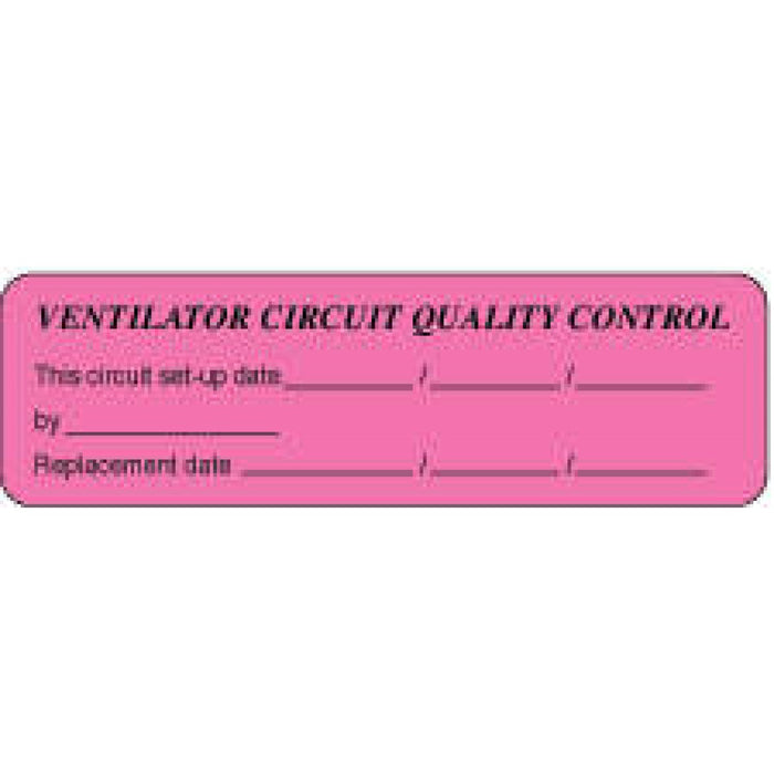 Label Paper Removable Ventilator Circuit 2 7/8" X 7/8" Fl. Pink 1000 Per Roll