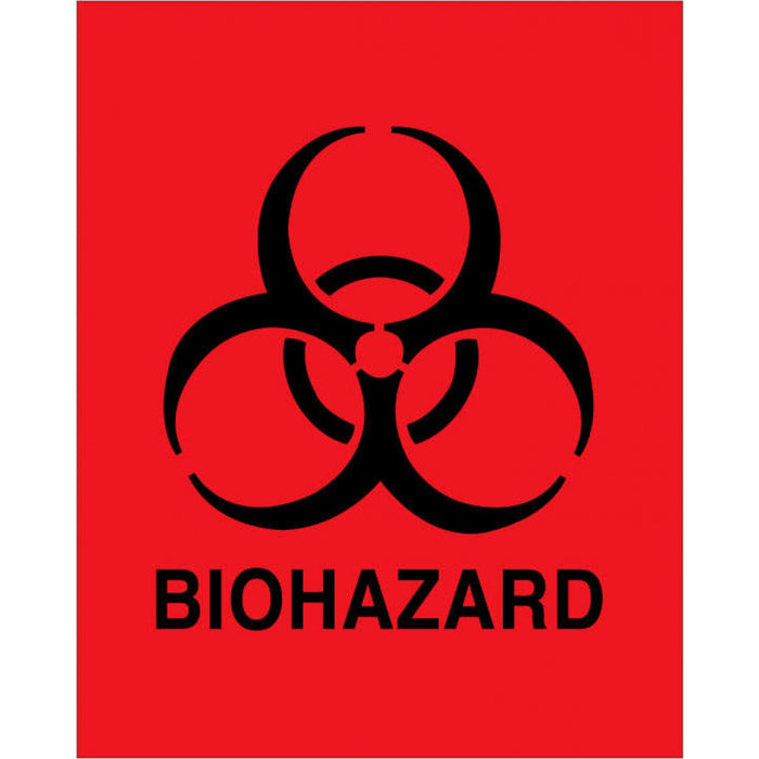 Label Paper Permanent Biohazard 8" X 10" Fl. Red 50 Per Package