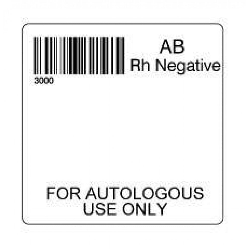 Label Isbt 128 Synthetic Permanent "Ab Rh Negative'' Core 2" X 2" White 500 Per Roll