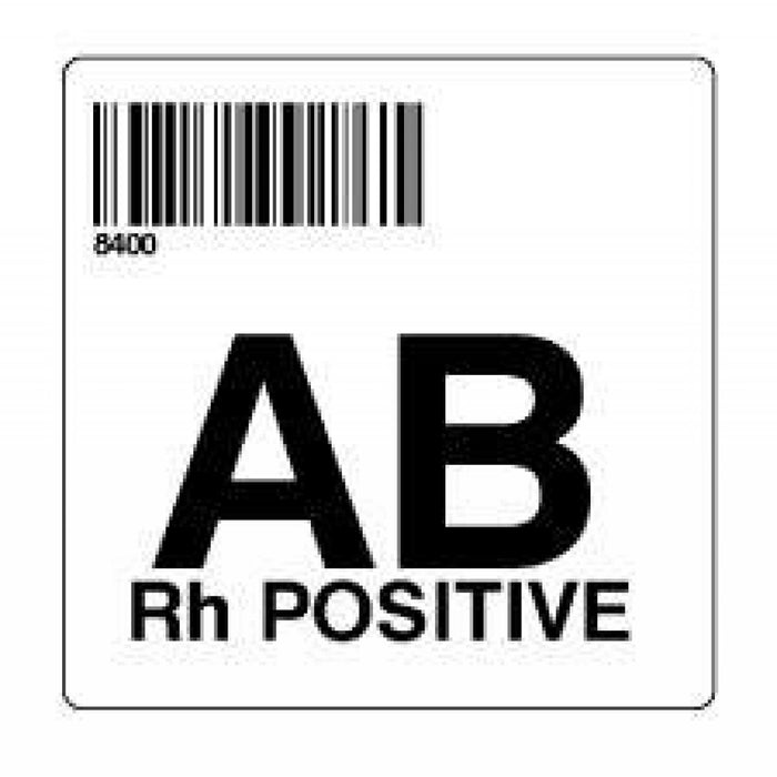 Label Isbt 128 Synthetic Permanent "Ab Rh Positivie'' Core 2" X 2" White 500 Per Roll