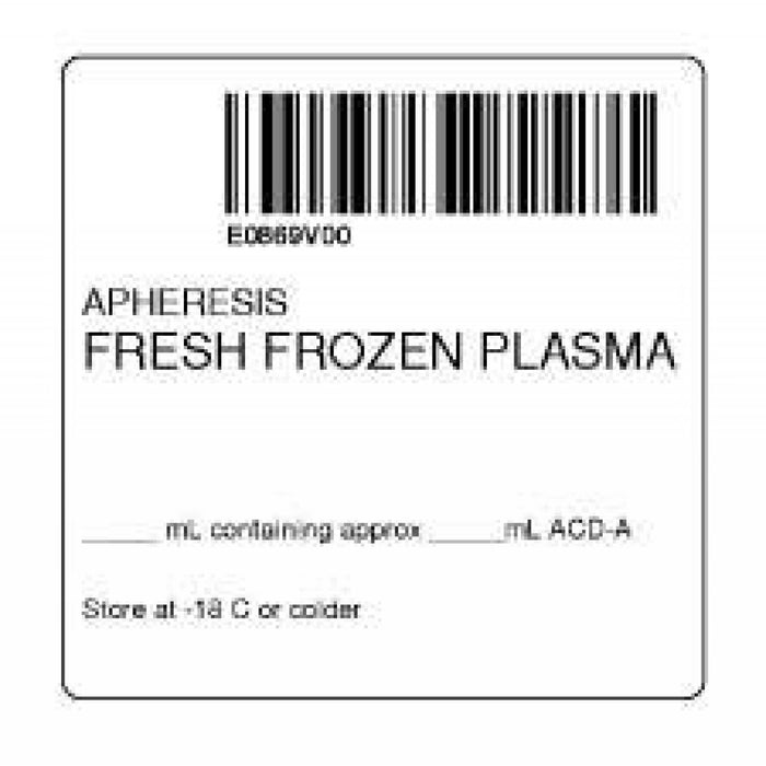 Label Isbt 128 Synthetic Permanent "Apheresis Fresh'' Core 2" X 2" White 500 Per Roll