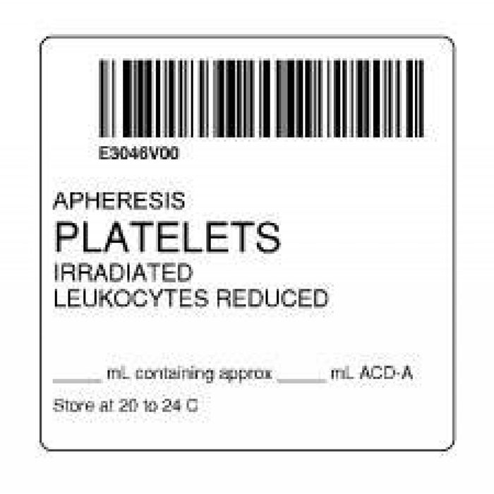 Label Isbt 128 Synthetic Permanent "Apheresis Platelets'' Core 2" X 2" White 500 Per Roll