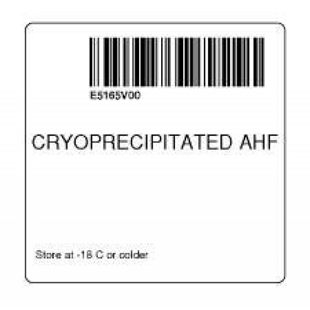 Label Isbt 128 Synthetic Permanent "Cryoprecipitated Ahf'' Core 2" X 2" White 500 Per Roll