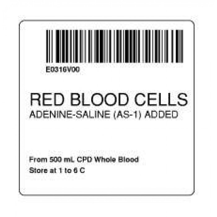 Label Isbt 128 Synthetic Permanent "Red Blood Cells'' Core 2" X 2" White 500 Per Roll