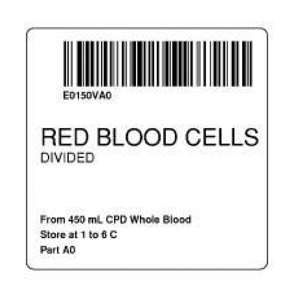 Label Isbt 128 Synthetic Permanent "Red Blood Cells'' Core 2" X 2" White 500 Per Roll