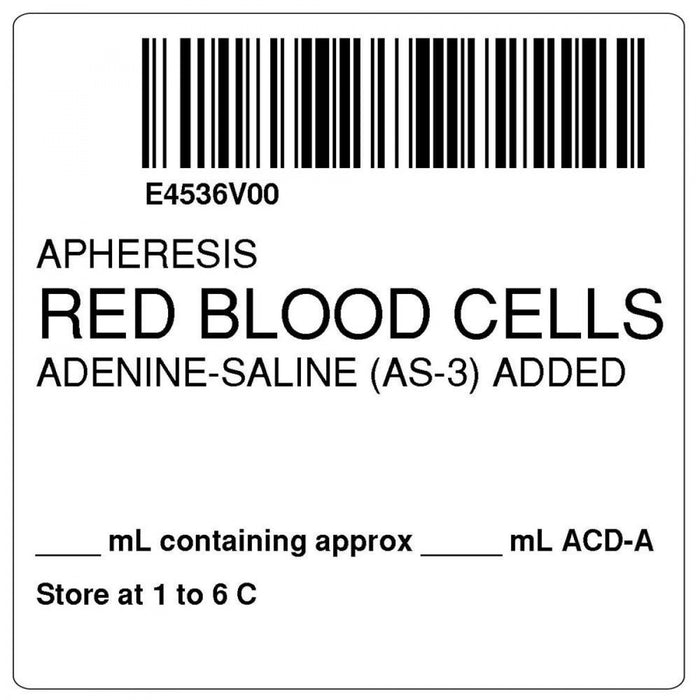 Label "Apheresis Red Blood" 2X2 White 500 Rl P 59715151