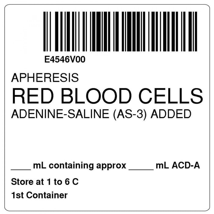 Label "Apheresis Red Blood" 2X2 White 500 Rl P 59715152