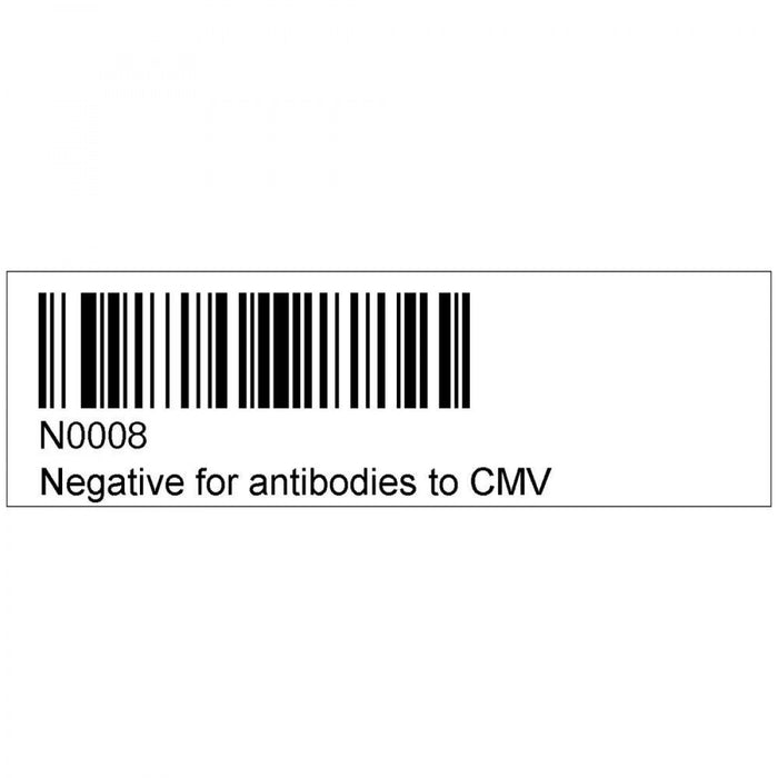 Label Isbt 128 Synthetic Permanent "Cmv Seronegative'' Core 2" X 5/8" White 250 Per Roll