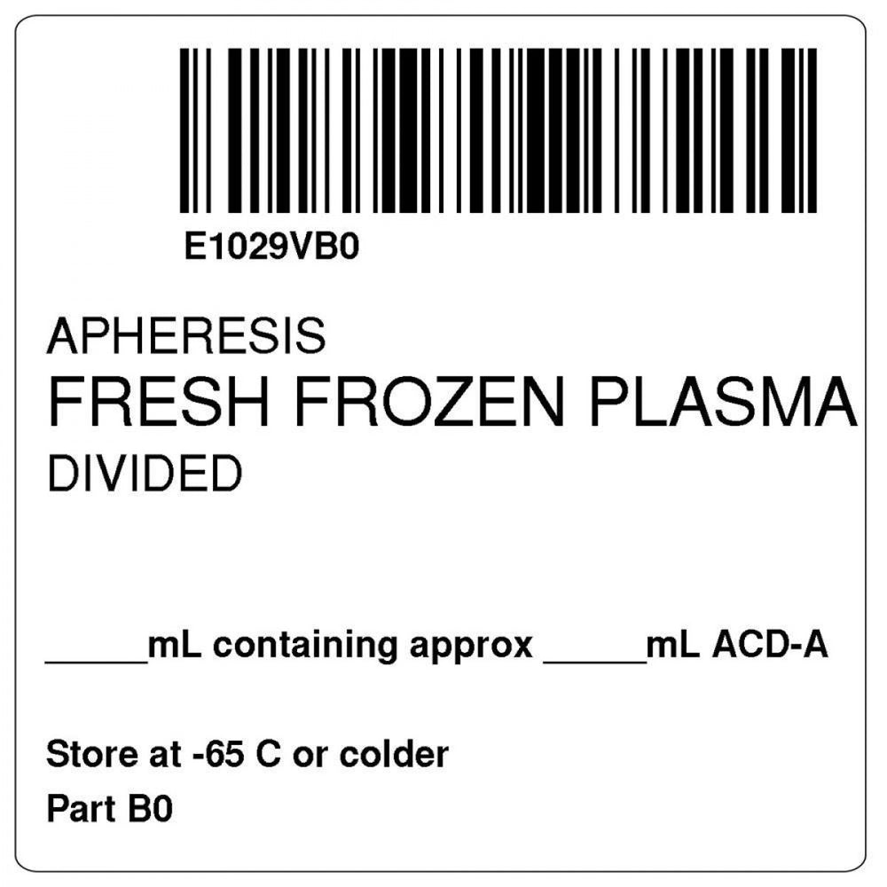 Label Isbt 128 Synthetic Permanent "Apheresis Fresh'' Core 2" X 2" White 500 Per Roll