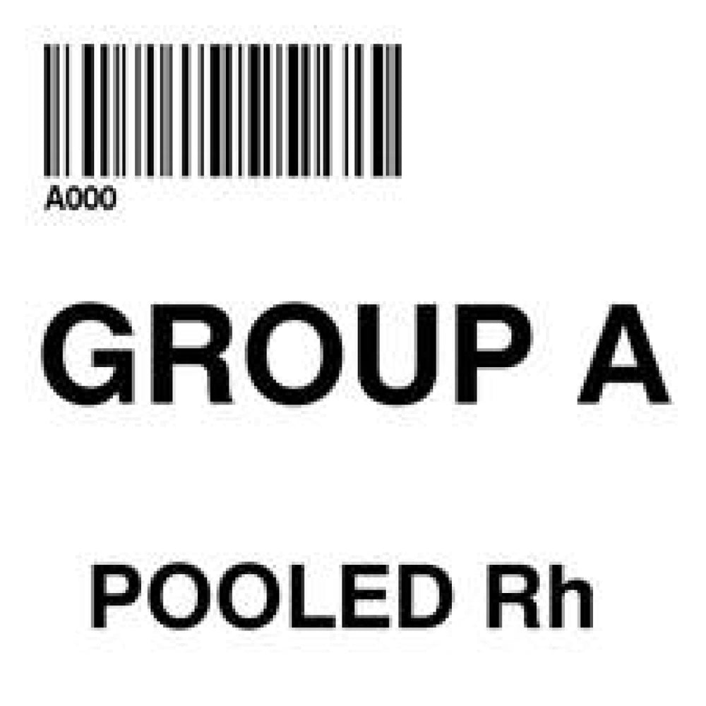 Label Isbt 128 Synthetic Permanent "Group A Pooled Rh'' Core 2" X 2" White 500 Per Roll