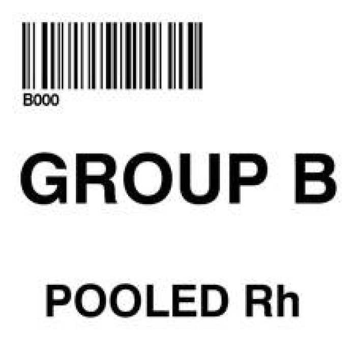 Label Isbt 128 Synthetic Permanent "Group B Pooled Rh'' Core 2" X 2" White 500 Per Roll