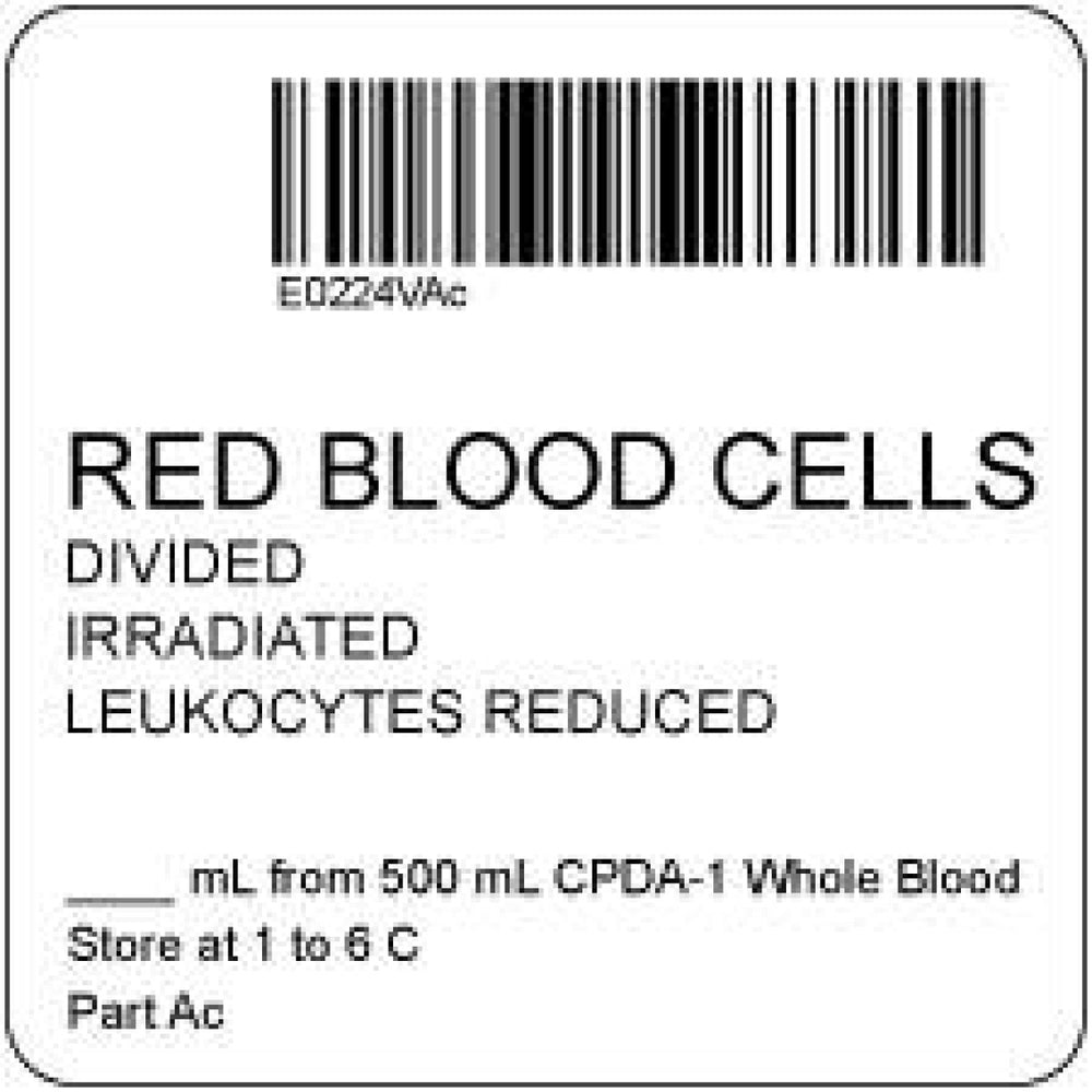 Label Isbt 128 Synthetic Permanent "Red Blood Cells'' Core 2" X 2" White 500 Per Roll