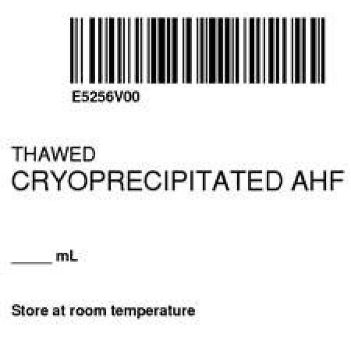 Label Isbt 128 Synthetic Permanent "Thawed Cryoprecipitated'' Core 2" X 2" White 500 Per Roll