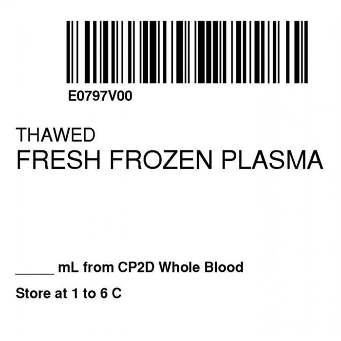 Label Isbt 128 Synthetic Permanent "Thawed Fresh Frozen'' Core 2" X 2" White 500 Per Roll