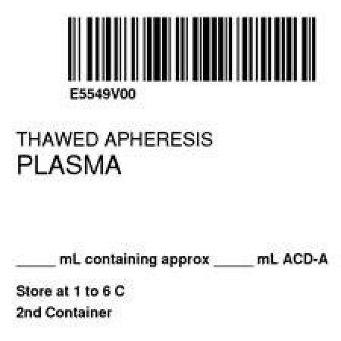 Label Isbt 128 Synthetic Permanent "Thawed Aphersis'' Core 2" X 2" White 500 Per Roll