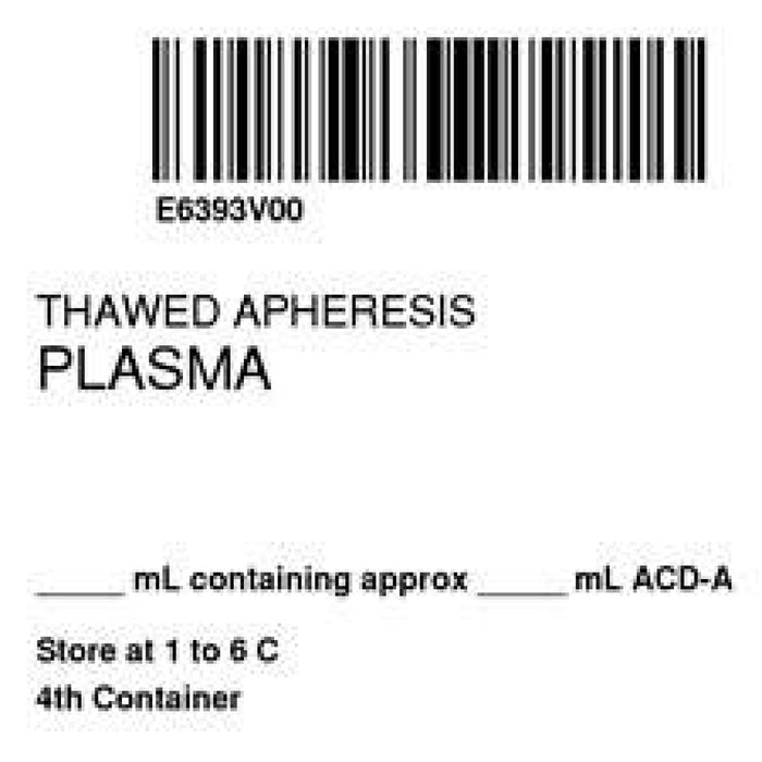 Label Isbt 128 Synthetic Permanent "Thawed Aphersis'' Core 2" X 2" White 500 Per Roll