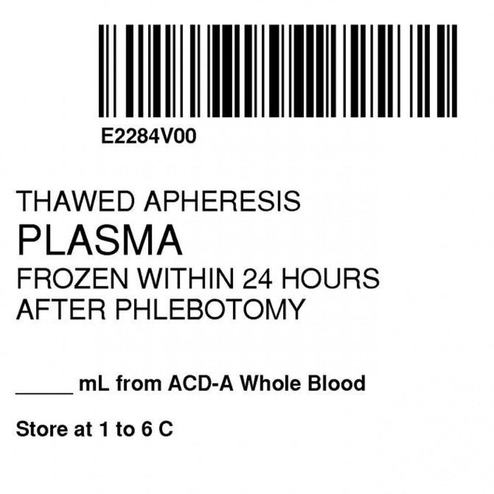 Label Isbt 128 Synthetic Permanent "Thawed Apheresis'' Core 2" X 2" White 500 Per Roll