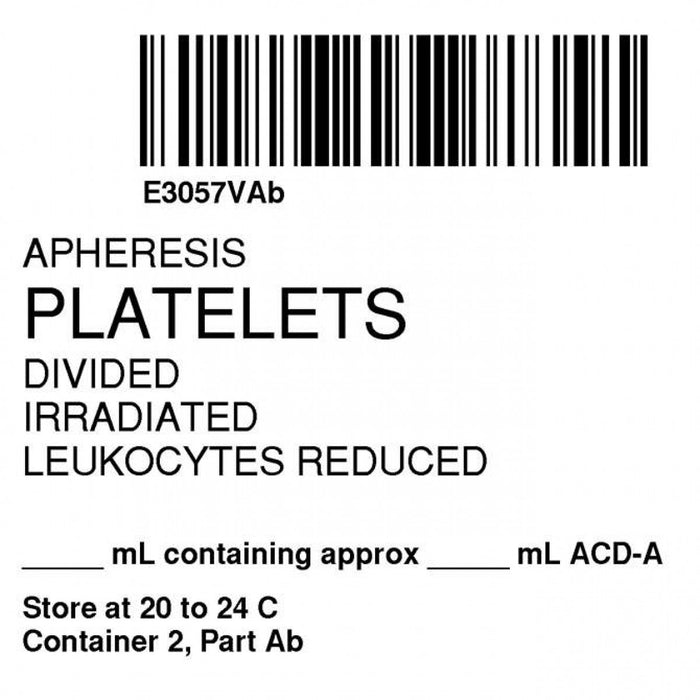 Label Isbt 128 Synthetic Permanent "Apheresis Platelets Div'' Core 2" X 2" White 500 Per Roll