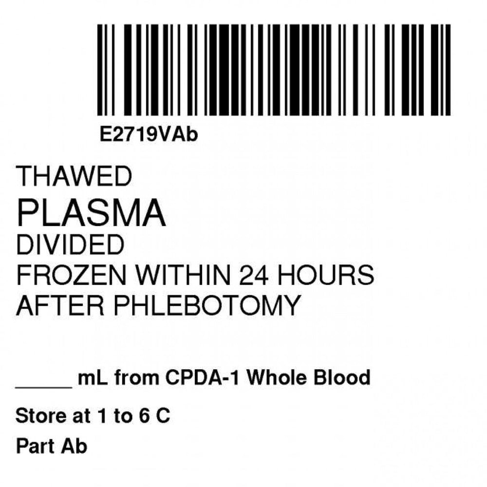 Label Isbt 128 Synthetic Permanent "Thawed Plasma Div'' Core 2" X 2" White 500 Per Roll