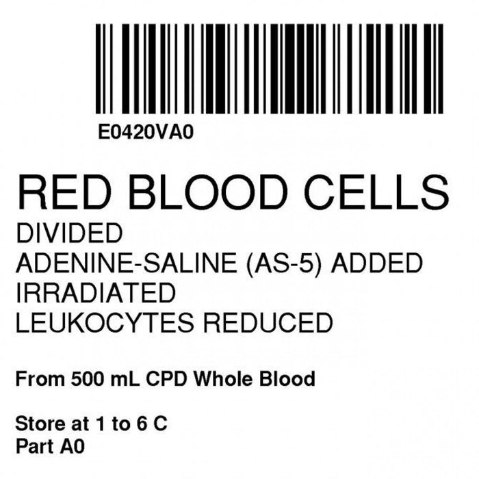 Label Isbt 128 Synthetic Permanent "Red Blood Cells'' Core 2" X 2" White 500 Per Roll