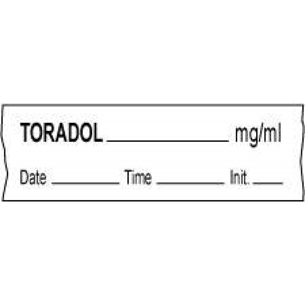 Tape With Date, Time, And Initial Removable Toradol Mg/Ml 1" Core 1/2" X 500" Imprints White 333 500 Inches Per Roll