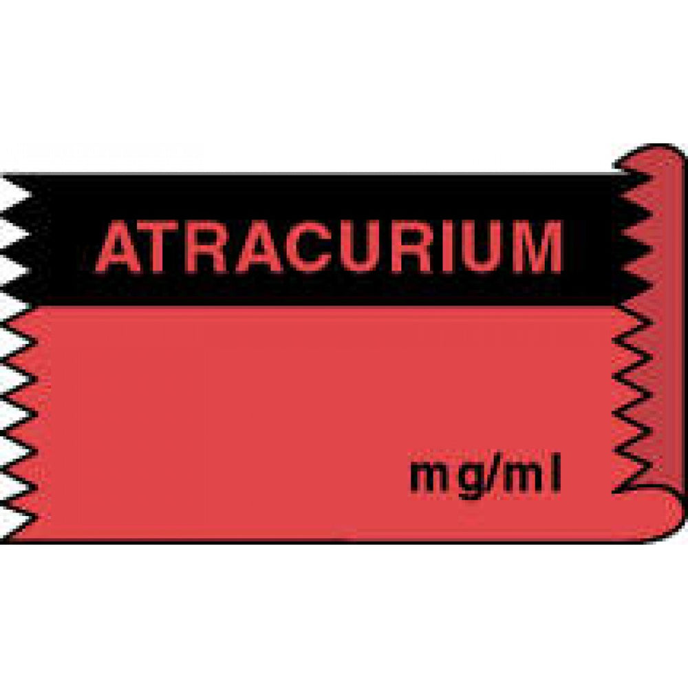 Tape Removable Atracurium Mg/Ml 1" Core 1/2" X 500" Imprints Fl. Red And Black 333 500 Inches Per Roll