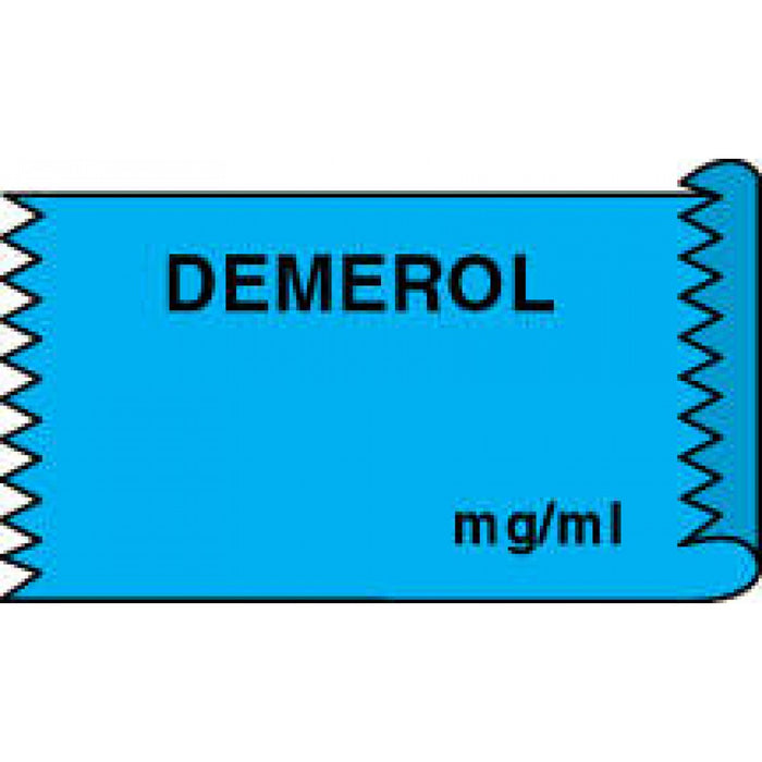 Tape Removable Demerol Mg/Ml 1" Core 1/2" X 500" Imprints Blue 333 500 Inches Per Roll