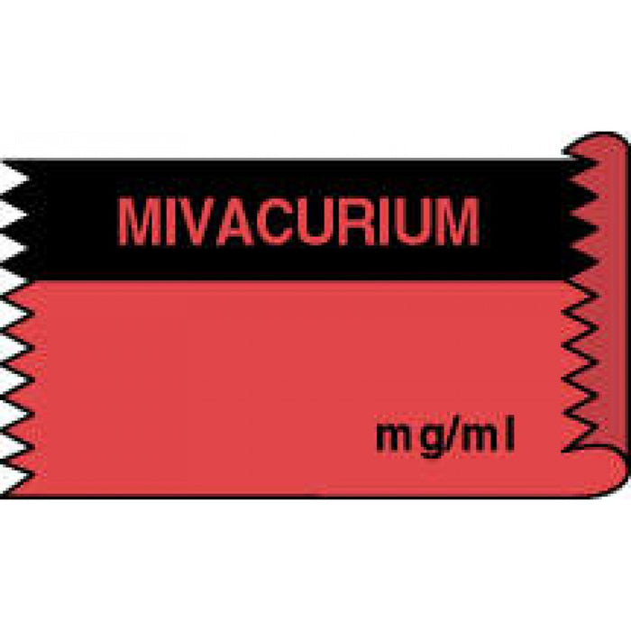 Tape Removable Mivacurium Mg/Ml 1" Core 1/2" X 500" Imprints Fl. Red And Black 333 500 Inches Per Roll