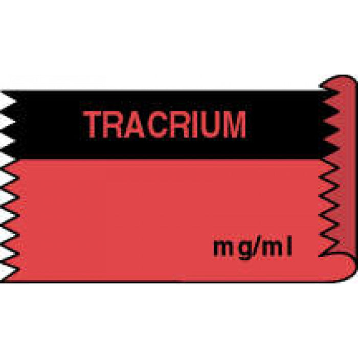 Anesthesia Tape Removable Tracrium Mg/Ml 1" Core 1/2" X 500" Imprints Fl. Red And Black 333 500 Inches Per Roll