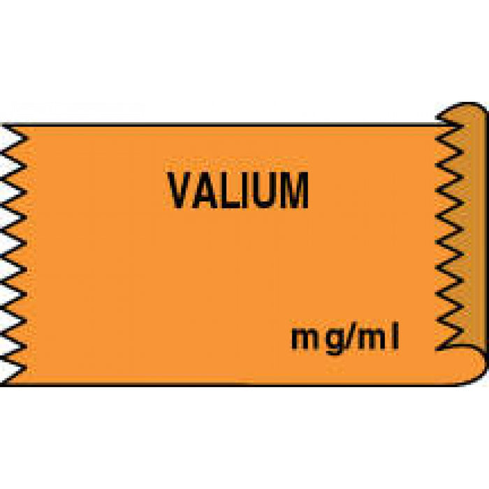 Tape Removable Valium Mg/Ml 1" Core 1/2" X 500" Imprints Orange 333 500 Inches Per Roll