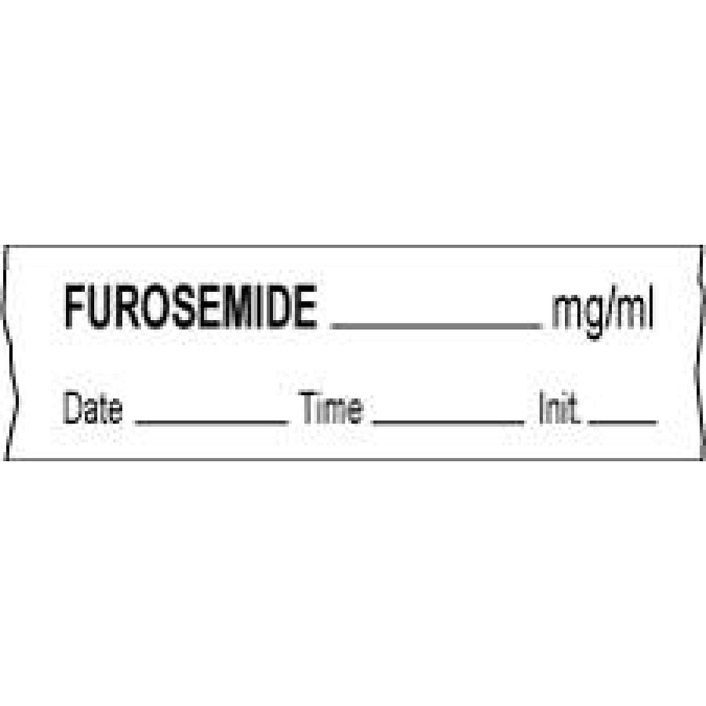 Anesthesia Tape With Date, Time, And Initial Removable Furosemide Mg/Ml 1" Core 1/2" X 500" Imprints White 333 500 Inches Per Roll