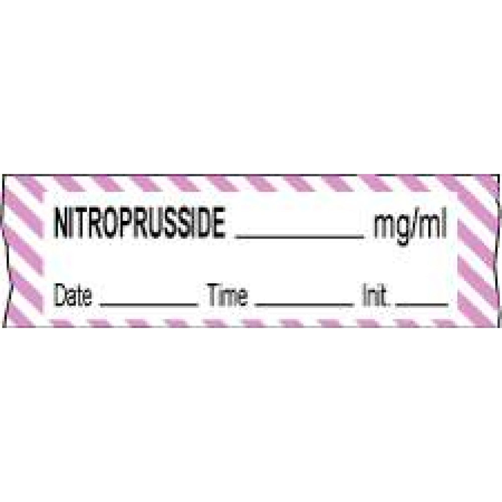 Anesthesia Tape With Date, Time, And Initial Removable Nitroprusside Mg/Ml 1" Core 1/2" X 500" Imprints White With Violet 333 500 Inches Per Roll