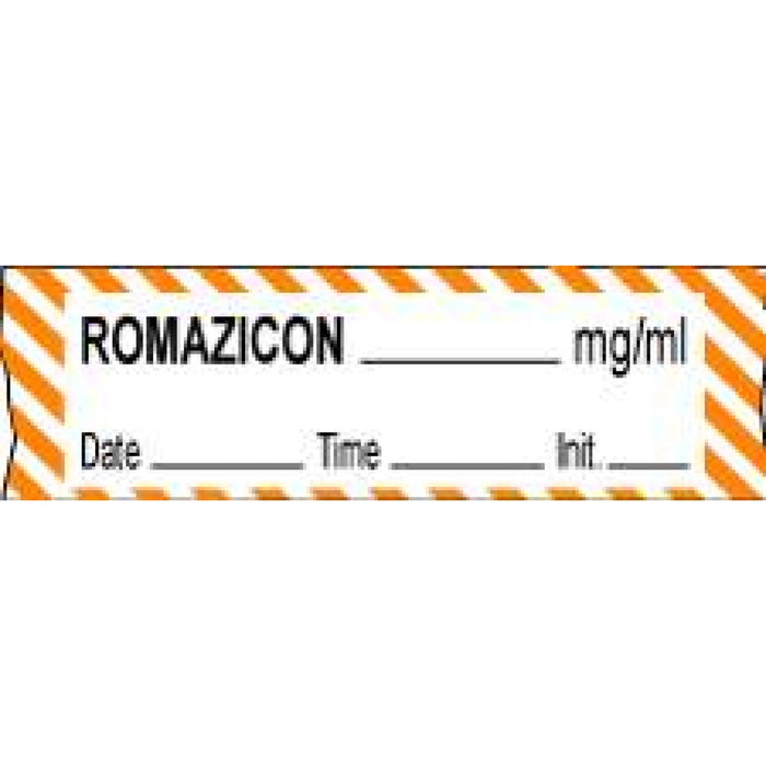 Anesthesia Tape With Date, Time, And Initial Removable Romazicon Mg/Ml 1" Core 1/2" X 500" Imprints White With Orange 333 500 Inches Per Roll