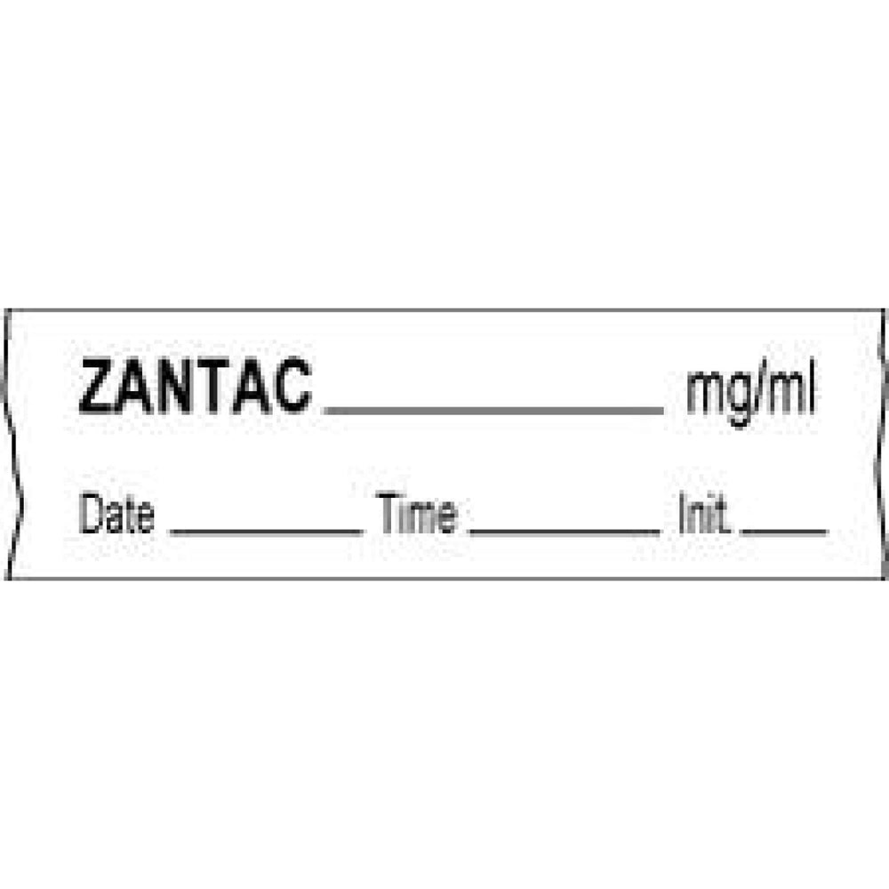 Anesthesia Tape With Date, Time, And Initial Removable Zantac Mg/Ml 1" Core 1/2" X 500" Imprints White 333 500 Inches Per Roll