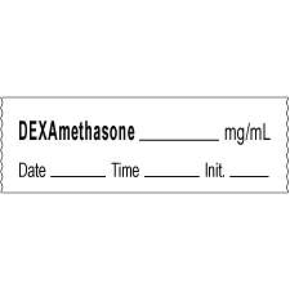 Anesthesia Tape With Date, Time, And Initial | Tall-Man Lettering Removable Dexamethasone Mg/Ml 1" Core 1/2" X 500" Imprints White 333 500 Inches Per Roll