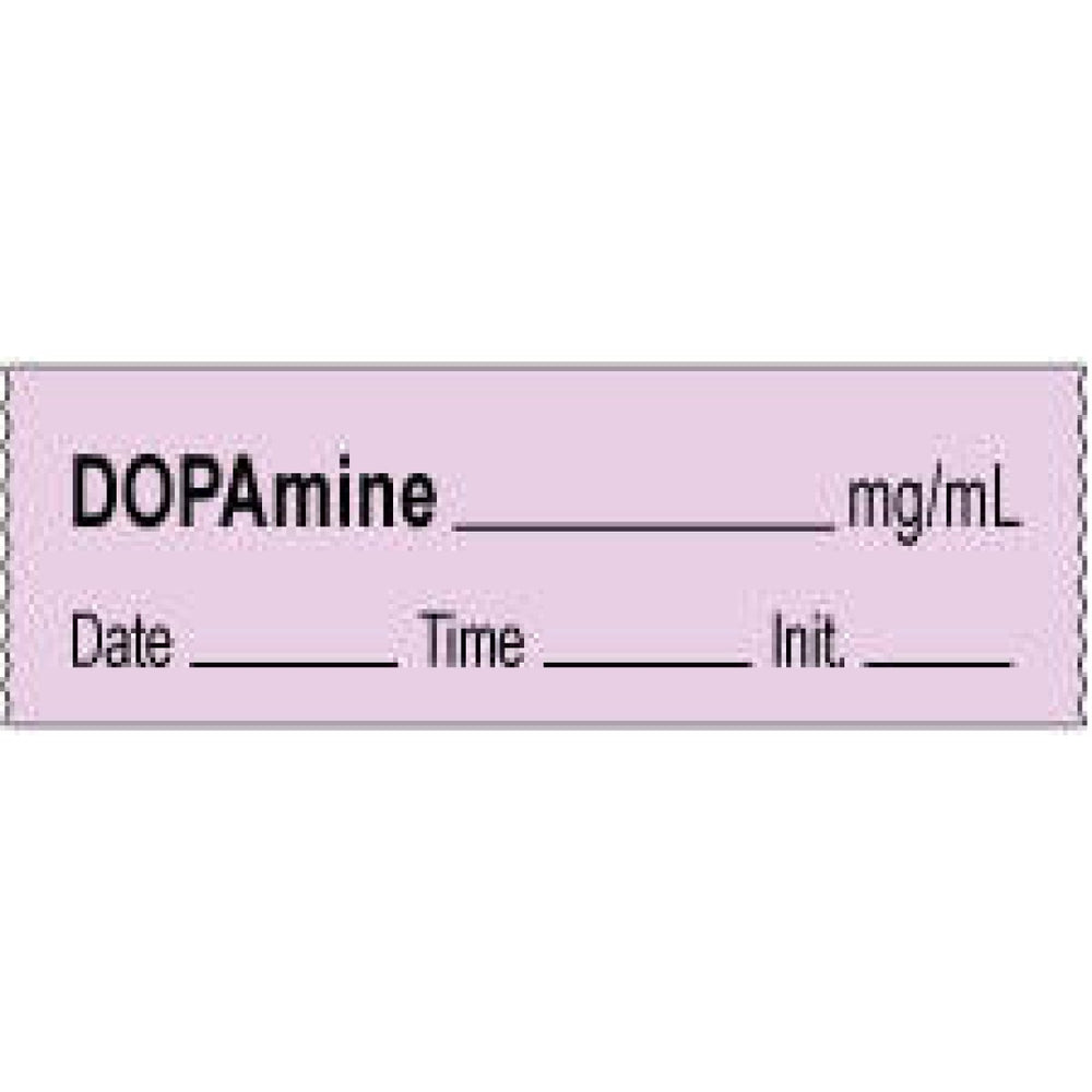 Anesthesia Tape With Date, Time, And Initial | Tall-Man Lettering Removable Dopamine Mg/Ml 1" Core 1/2" X 500" Imprints Violet 333 500 Inches Per Roll