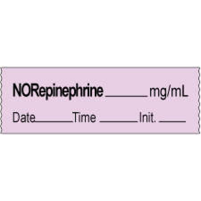 Anesthesia Tape With Date, Time, And Initial | Tall-Man Lettering Removable Norephinephrine Mg/Ml 1" Core 1/2" X 500" Imprints Violet 333 500 Inches Per Roll