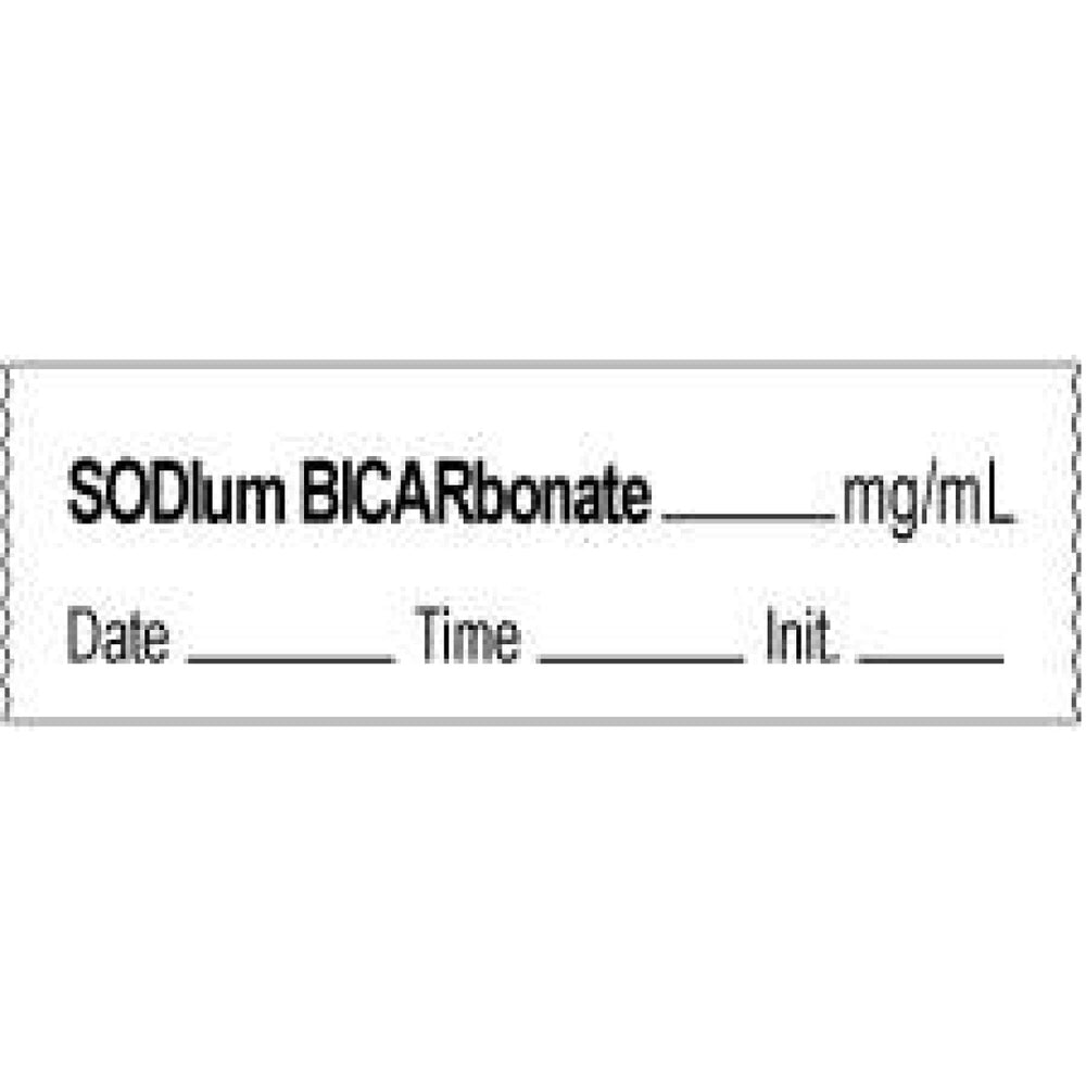 Anesthesia Tape With Date, Time, And Initial | Tall-Man Lettering Removable Sodium Bicarbonate 1" Core 1/2" X 500" Imprints White 333 500 Inches Per Roll