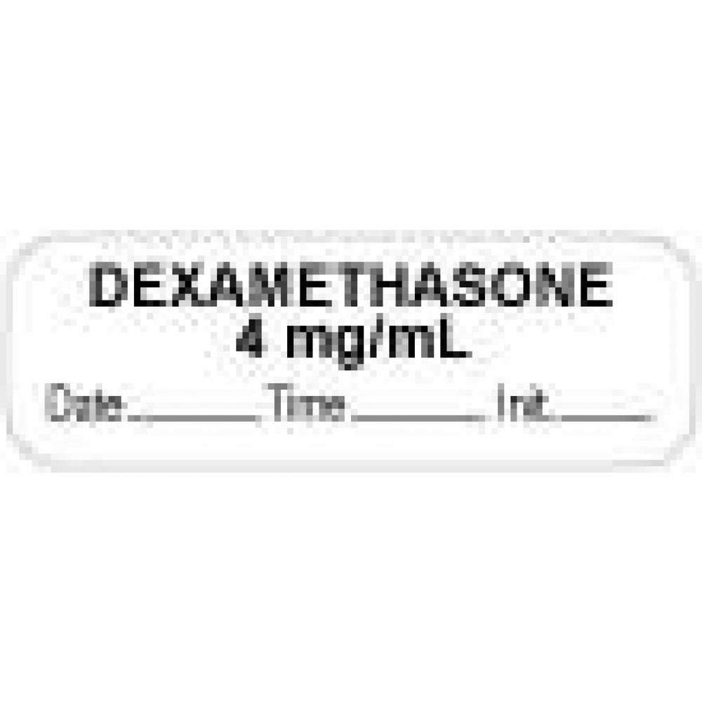 Anesthesia Label With Date, Time, And Initial Paper Permanent "Dexamethasone 4 Mg" Core 1 1/2" X 1/2" White 1000 Per Roll