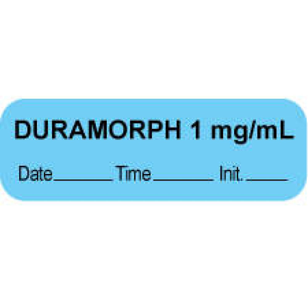 Anesthesia Label With Date, Time, And Initial Paper Permanent "Duramorph 1 Mg/Ml" Core 1 1/2" X 1/2" Blue 1000 Per Roll