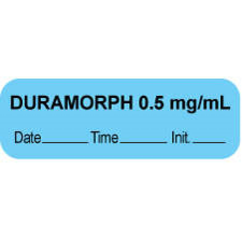 Anesthesia Label With Date, Time, And Initial Paper Permanent "Duramorph 0.5 Mg/Ml" Core 1 1/2" X 1/2" Blue 1000 Per Roll