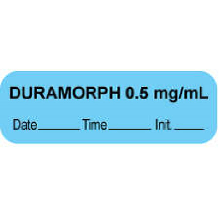 Anesthesia Label With Date, Time, And Initial Paper Permanent "Duramorph 0.5 Mg/Ml" Core 1 1/2" X 1/2" Blue 1000 Per Roll