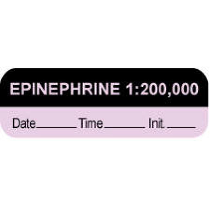 Anesthesia Label With Date, Time, And Initial Paper Permanent "Epinephrine 1:200,000" 1 Core 1 1/2" X 1/2" Violet And Black 1000 Per Roll