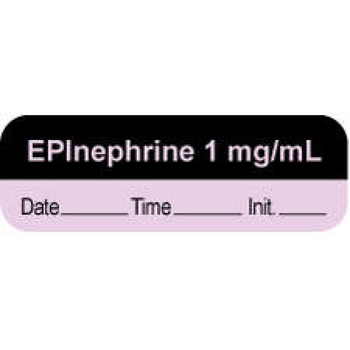 Anesthesia Label With Date, Time, And Initial | Tall-Man Lettering Paper Permanent "Epinephrine 1 Mg/Ml" Core 1 1/2" X 1/2" Violet And Black 1000 Per Roll