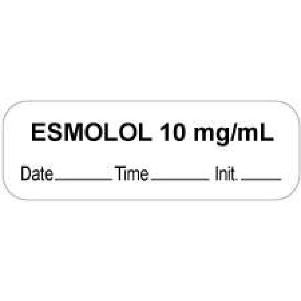 Anesthesia Label With Date, Time, And Initial Paper Permanent "Esmolol 10 Mg/Ml" Core 1 1/2" X 1/2" White 1000 Per Roll