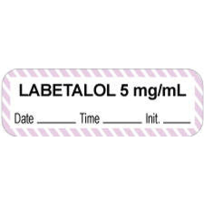 Anesthesia Label With Date, Time, And Initial Paper Permanent "Labetalol 5 Mg/Ml" Core 1.5" X 0.5" White With Violet 1000 Per Roll